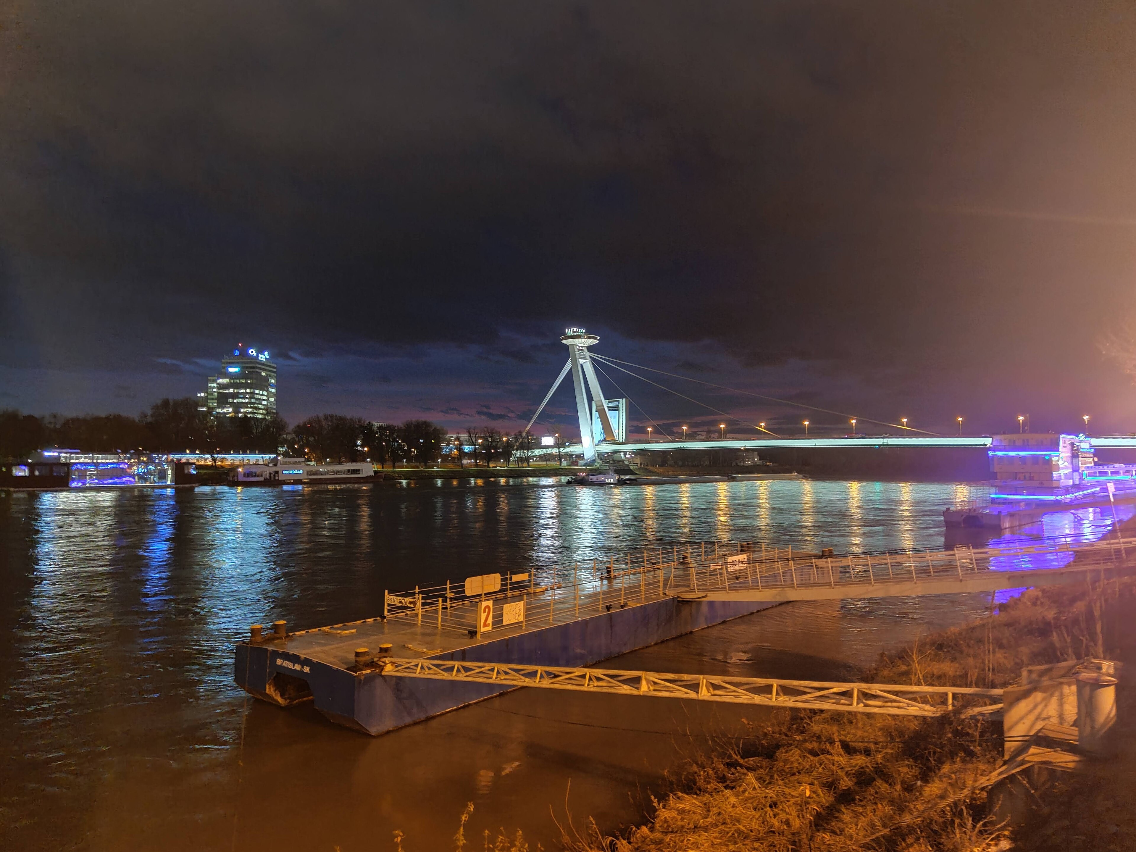 Most SNP over the Danube in Bratislava, the UFO restaurant on the pylon